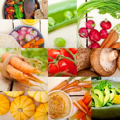 Preview: Fresh Hearthy Healthy Vegetables Selection Food Collage Composition