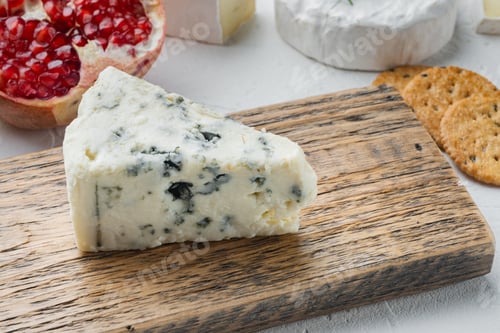 Preview: Wedges Of Soft Blue Cheese, On White Background