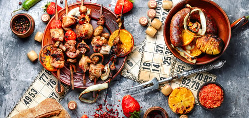 Preview: Summer Picnic With Shashlik And Lotto Board Game.Summer Food