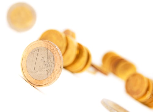 Preview: Euros Of A Coin. On A White Background.