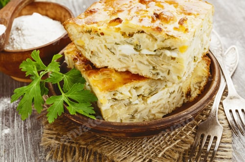 Preview: Pie With Cabbage And Eggs On The Table