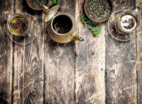 Preview: Chinese Flavored Tea. On A Wooden Background.