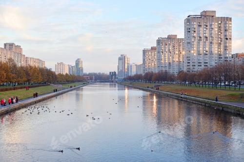 Preview: View Of Smolenka River And Novo Smolenskaya Embankment On Vasilevsky Island In St. Petersburg