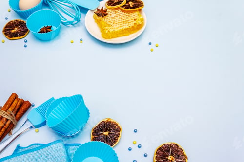Preview: Traditional Culinary Concept. Baking Supplies, Fresh Honey, Fragrant Spices And Dry Fruits. Gentle