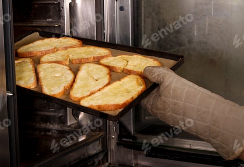 Preview: Chef Preparing Toasted Bread With Olive Oil