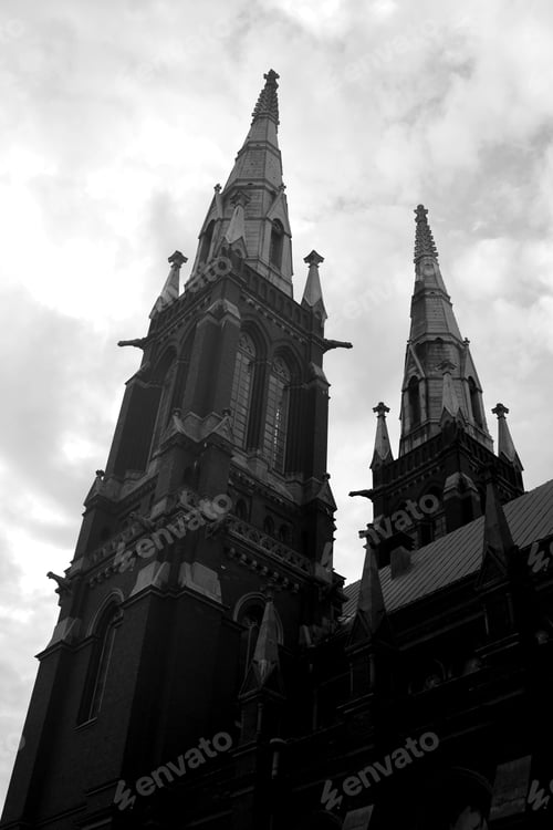 Preview: Lutheran Church Of Saint John (Johanneksen Kirkko) In Helsinki, Finland. Black And White.