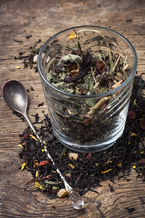 Preview: Collecting Medicinal Herbs In The Glass With Custard With Spoon.