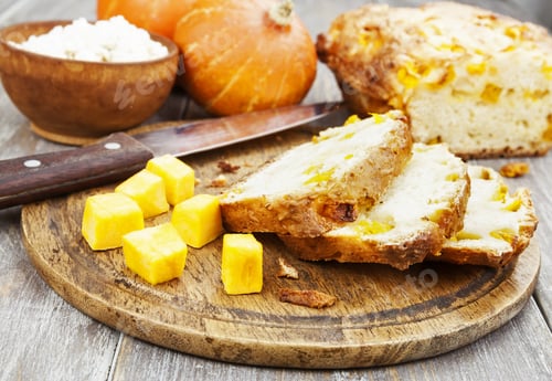 Preview: Homemade Pie With Pumpkin And Curd On The Table