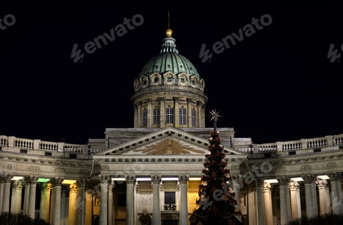 Preview: Colonnade Of Kazanskiy Sobor In St. Petersburg By Night, Russia.