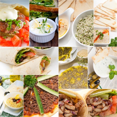 Preview: Arab Middle Eastern Food Collage Collection On White Frame