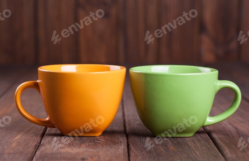 Preview: Two Cup Of Coffee On Wooden Background