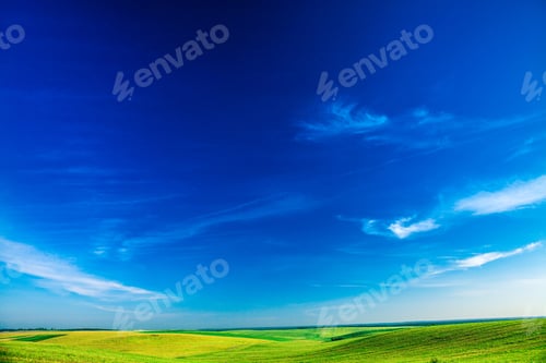 Preview: Beatiful Morning Green Field With Blue Heaven