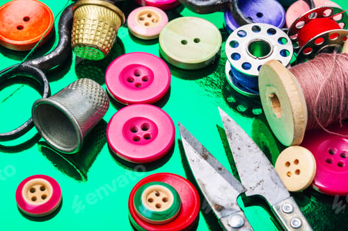Preview: Accessories For Tailoring.Bright Assorted Sewing Buttons In Mix Colors