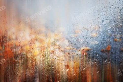 Preview: Background Autumn Rain In The Park During The Day