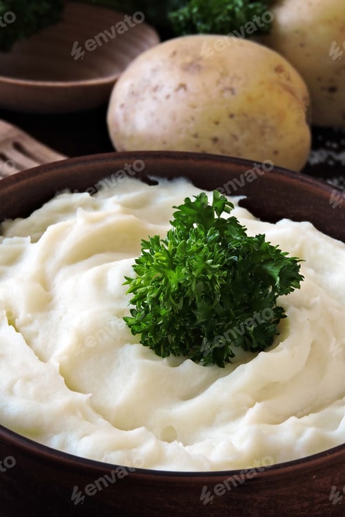 Preview: Homemade Mashed Potatoes. Rustic Style.