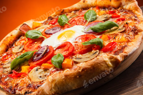 Preview: Pizza With Egg And Mushrooms