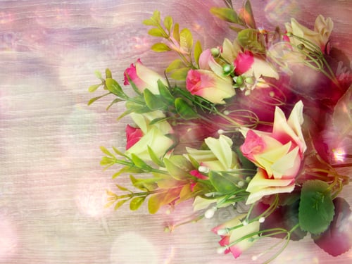 Preview: Rose Flower Background Love Wedding Card With Blurs Lights