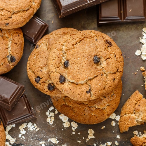 Preview: Homemade Whole Wheat Oatmeal Cookies With Pumpkin And Chocolate Chips. Tasty Healthy Snack For