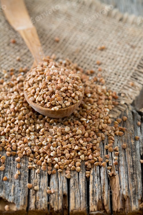 Preview: Buckwheat In A Wooden Spoon