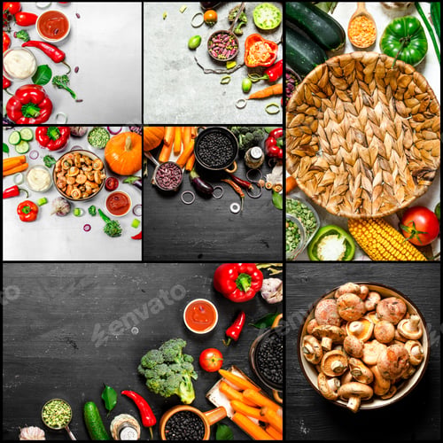 Preview: Food Collage Of Slice Vegetables .