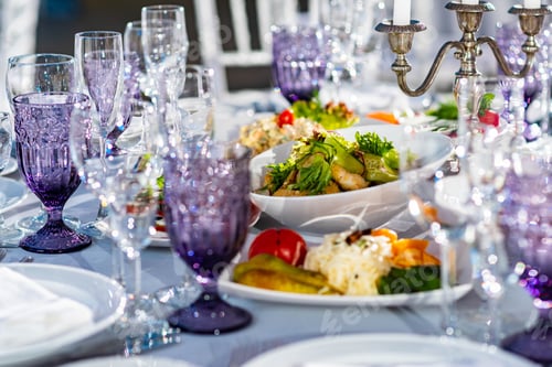 Preview: Beautiful Table Setting For Party Or New Year Celebration Cozy Loft Hall With Ligths In A