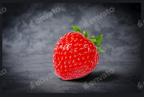 Preview: Fresh Strawberries On Black Background, Retro Style
