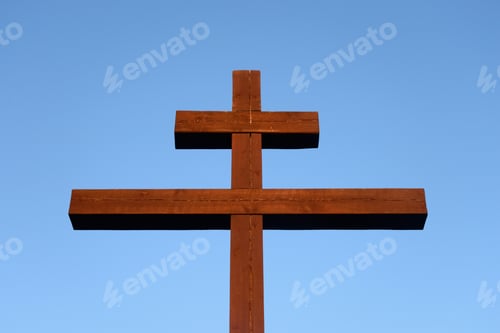 Preview: Orthodox Cross On A Background Of Blue Sky.