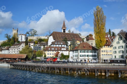 Preview: View Of Embankment In Center Of Lucerne, Switzerland.