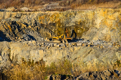 Preview: Big Heavy Excavator In A Granite Quarry