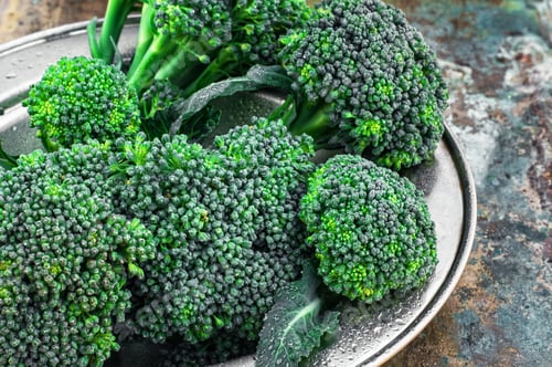 Preview: Harvest Broccoli Cauliflower On An Iron Plate.The Image Is Tinted.