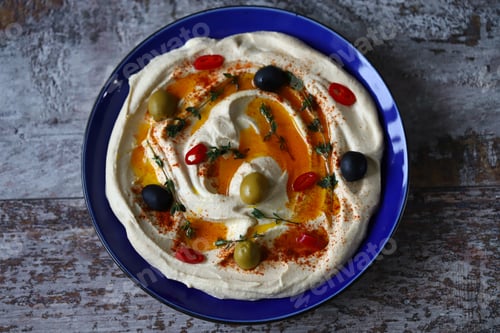 Vista previa: Fresh Homemade Hummus With Olive Oil And Spices. Vegan Food.