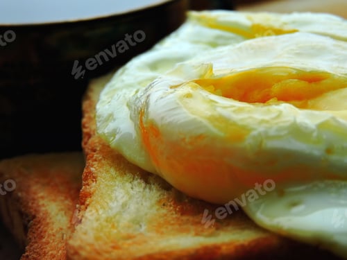 Preview: Ruddy Toast And Omelette. Close Up.