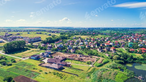 Preview: Small Village In The Countryside On Top View Shot From A Drone.