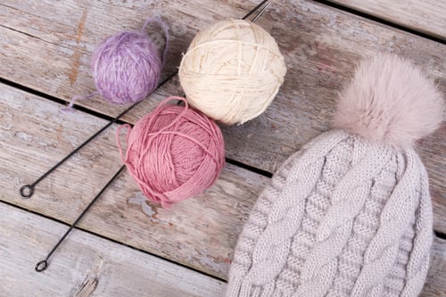 Preview: Knitted Woolen Handmade Hat. Coiorful Woolen Yarn With Knit Hat.