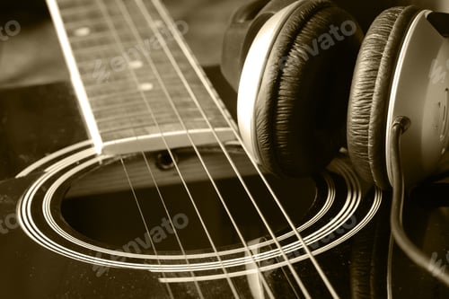 Preview: Instrument Guitar Headphones And Microphone