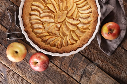 Preview: Apple Pie On Wood Background