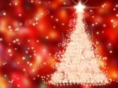 Preview: Christmas Tree New Year Lights Winter Background With Garland Bokeh