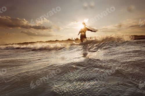 Preview: Young Woman On Sea Embracing The The World And The Waves