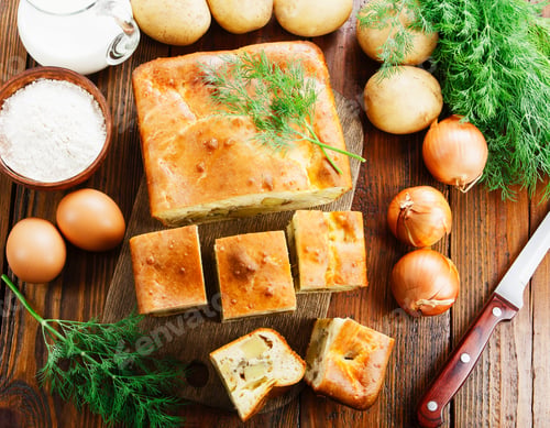 Preview: Pie With Potatoes And Dill On The Table