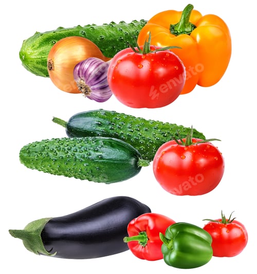 Preview: Set Fresh Vegetables. Isolated On White Background