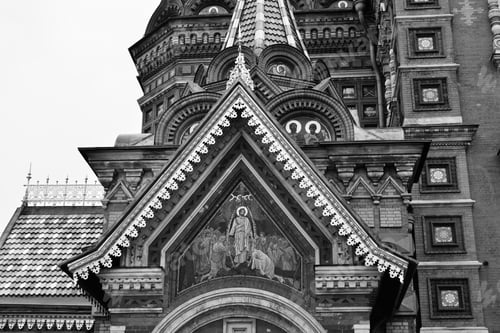 Preview: Fragment Of Savior On Spilled Blood Cathedral ( Spas Na Krovi ) In St.Petersburg, Russia. Black And