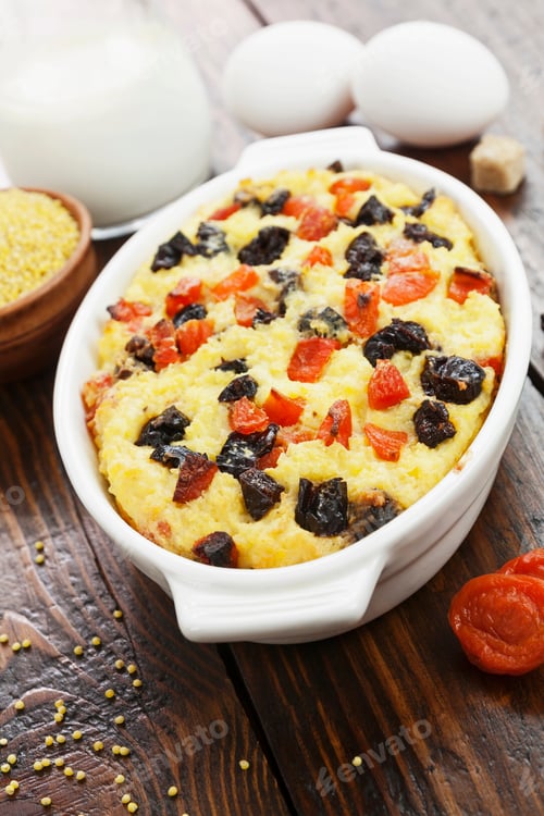 Preview: Millet Casserole With Dried Fruits On The Table