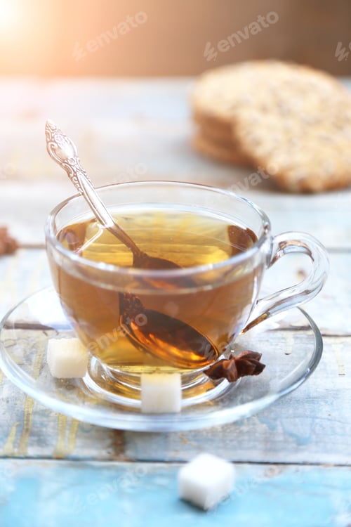 Preview: Cup With Tea On An Old, Wooden Surface