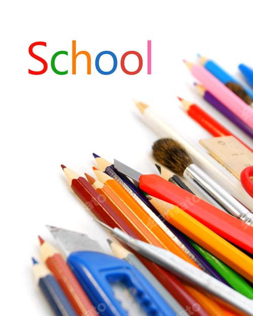 Preview: Back To School. School Accessories On A White Background.