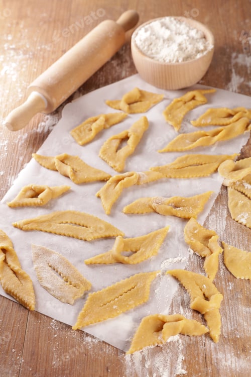 Preview: Traditional French Bugnes For Carnival- Raw Dough And Ingredient