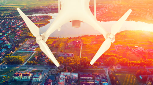 Preview: City At Sunset From The Drone