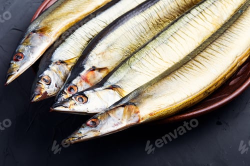Preview: Smoked Fish.Appetizing Smoked Fish.Hot Smoked Fresh Fish