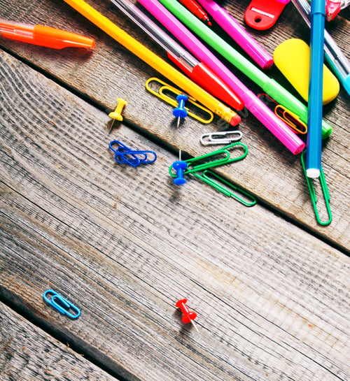 Preview: School Tools. On A Wooden Background.