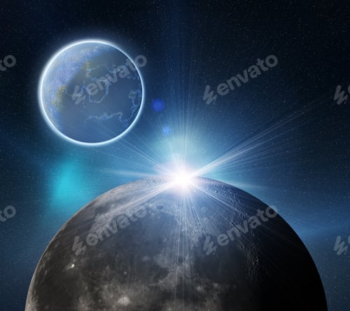 Preview: View Of The Earth From The Moon. Elements Of This Image Furnished By Nasa