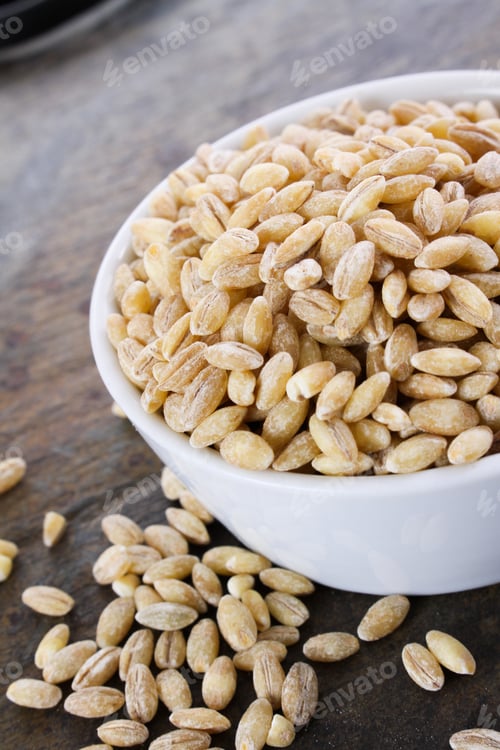 Preview: Healthy Hulled Pearl Barley Loose On Background
